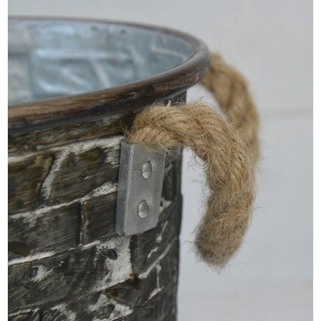 Vase from Metal with Handles metallic gray with worn effect design Rustic. Home and More.
