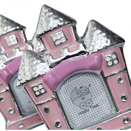 Photo frame/photo Holder Christening Ceramic in Set of 10, Design of Original Palace/Modern, Pink color. 11x13.5x1 cm
