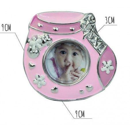 Photo frame/photo Holder Christening Ceramic in set of 10. Design of Shoe Original/Modern, in Pink color. 9x3x9 cm