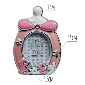 Photo frame/photo Holder Christening Ceramic in set of 10. Bottle design Original/Modern, in Pink color. 13x1x9,5 cm