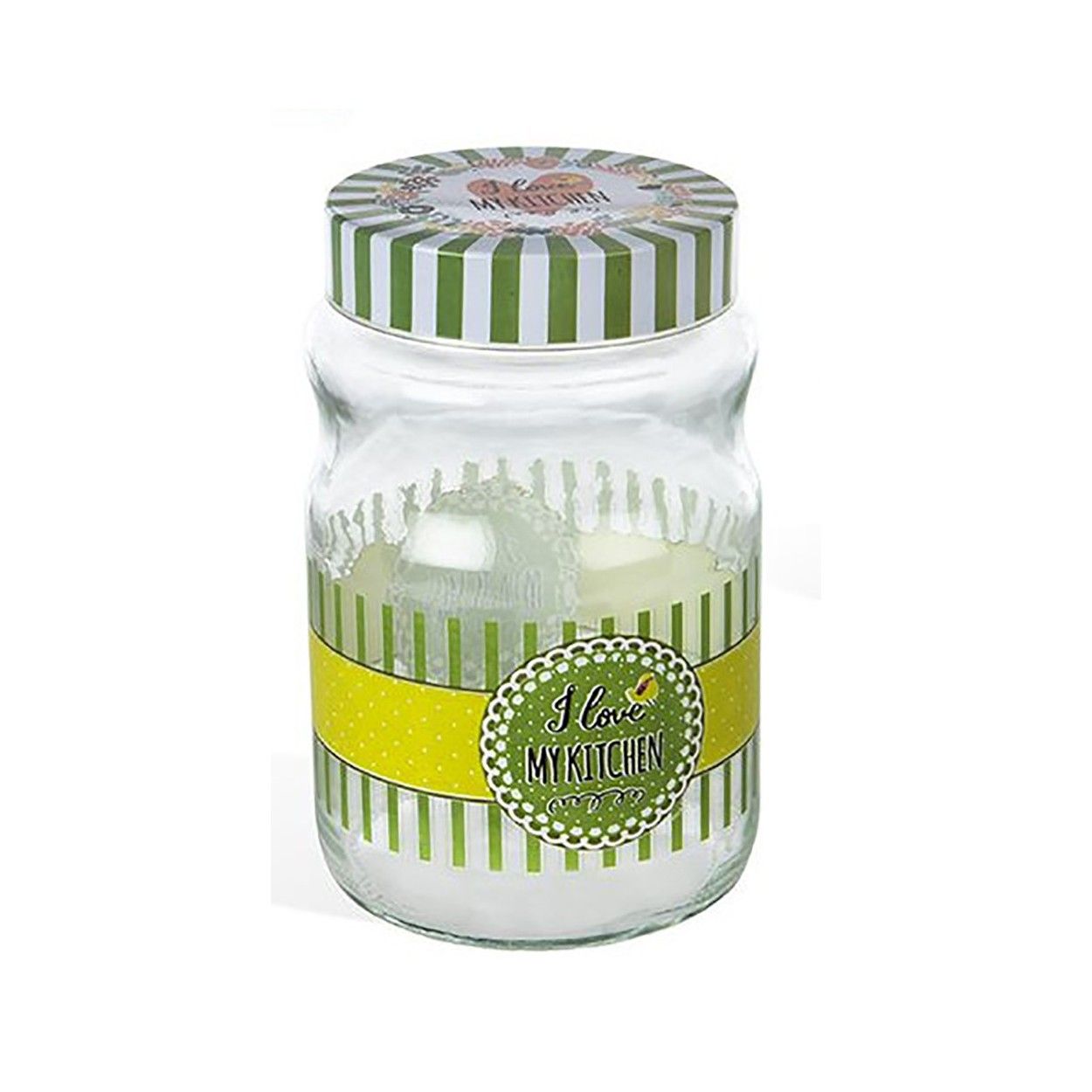 Glass jar with metal cover, for storing food, original design, and motivator-Home and More
