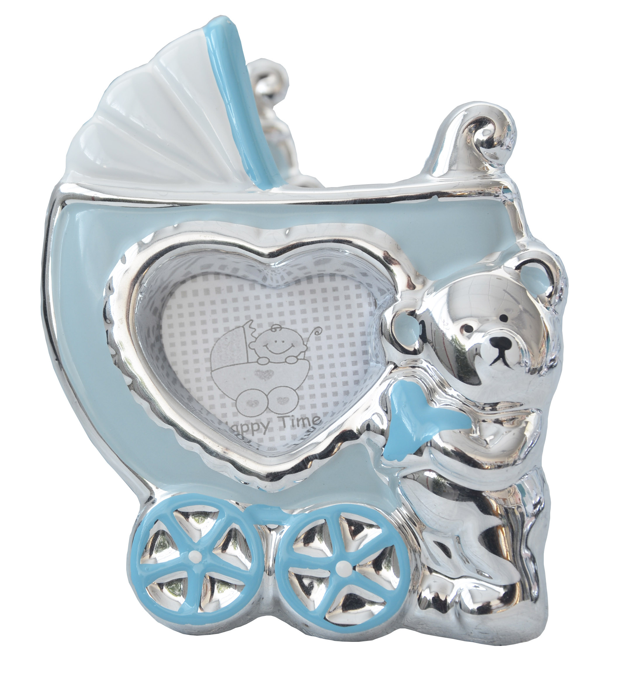 Photo frame/photo Holder Christening Ceramic in set of 10. Design Cart Original/Modern, in Blue color. 12x1x10,5 cm