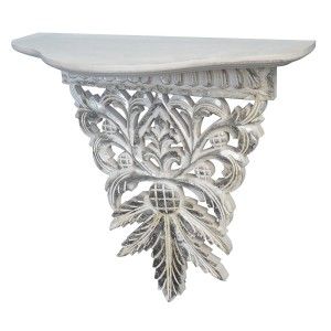 Wood wall shelf (38x16x38 cm). Silver color 
