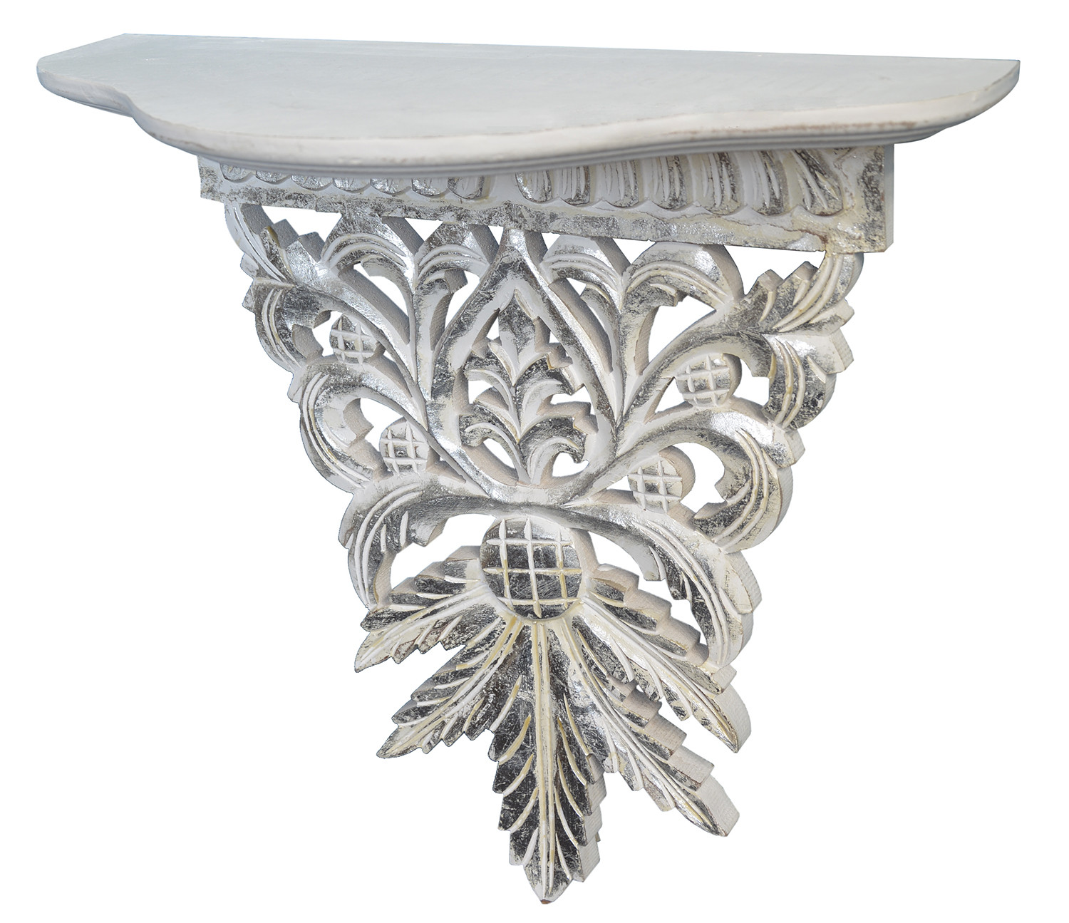 Bois étagère murale (38x16x38 cm). Couleur argent 