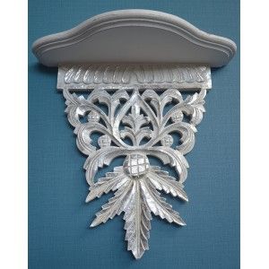 mensola a muro di legno (38x16x38 cm). argento 