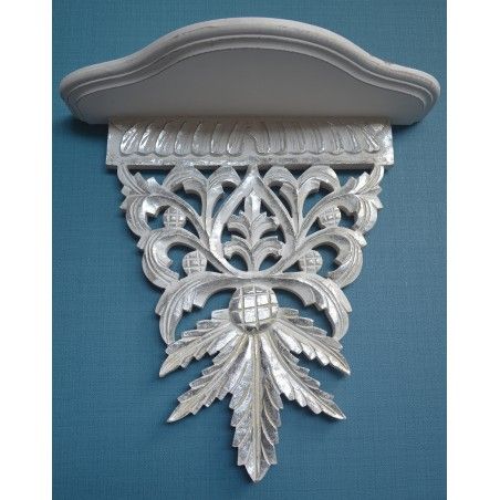 mensola a muro di legno (38x16x38 cm). argento 