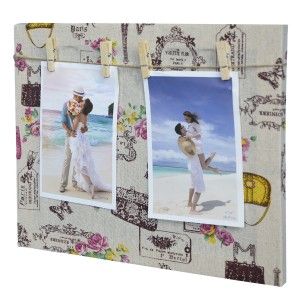 Quadro multifoto Vintage, tela, tessuto stampato, con fissaggio mediante clip Francia. 29,7 cm x 24,7 cm, Casa e altro ancora.
