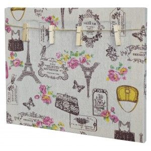 Cadre multifoto Vintage, toile textile imprimé, avec fixation par clips France. 29,7 cm x 24,7 cm, la Maison et Plus.
