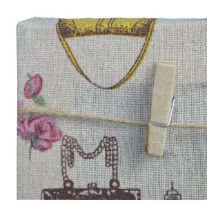 Cadre multifoto Vintage, toile textile imprimé, avec fixation par clips France. 29,7 cm x 24,7 cm, la Maison et Plus.