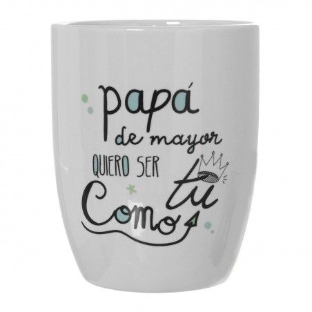 Taza/Mug para Desayuno, de Cerámica, con Frase Positiva, para Papá. Diseño Divertido, con estilo Original (385ml) - Hogar y Más