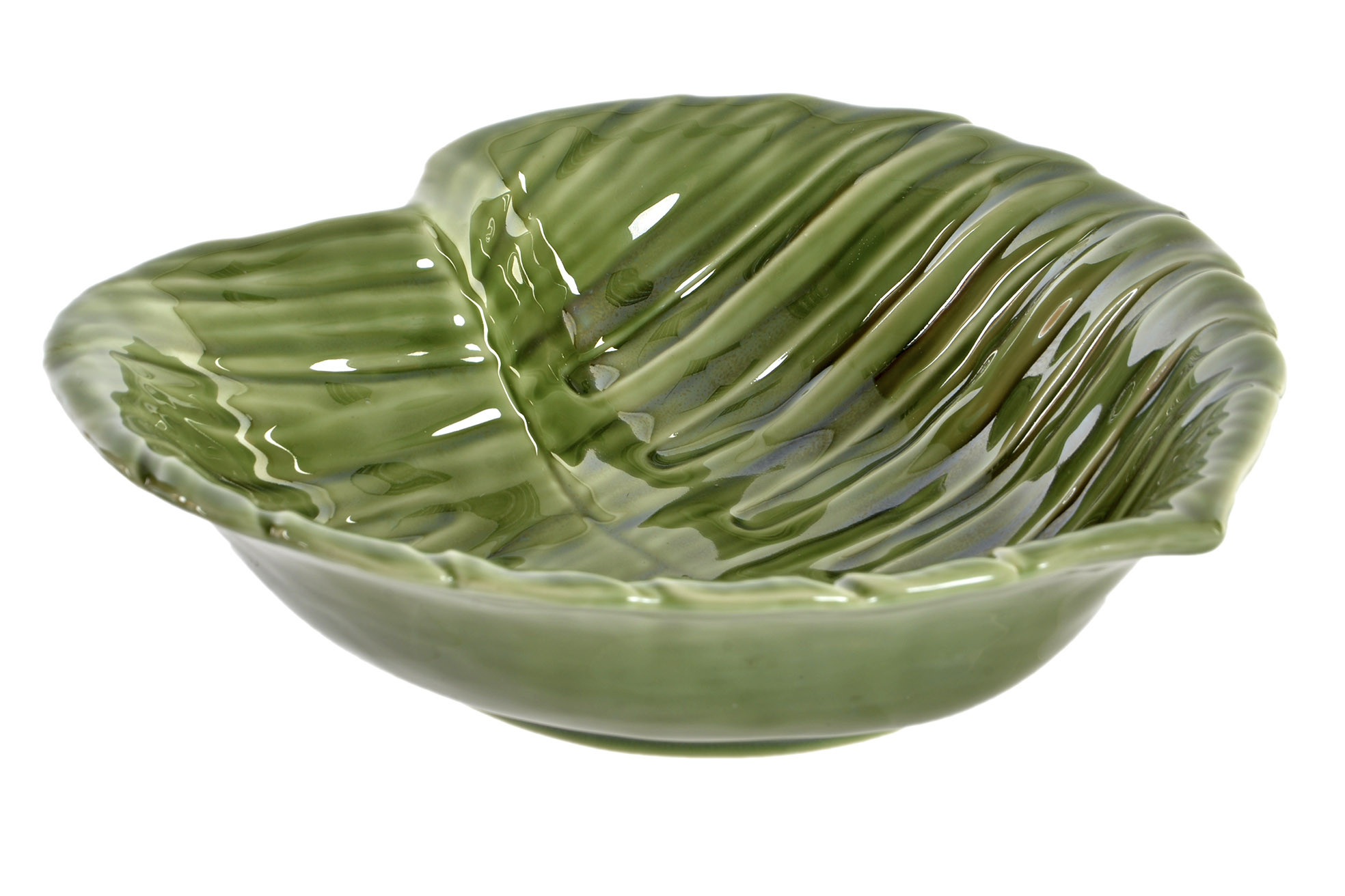 Centre De Table, Décoration Moderne En Porcelaine. Conception en forme de Feuille Verte Tropicale 23X24X7 cm - Maison et Plus-
