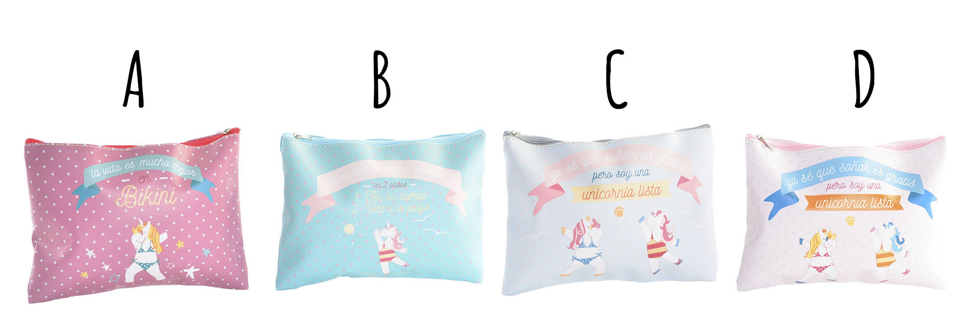 Sac de Voyage/Maquillage Enfant avec la Conception de Licornes, et des Phrases de Motivation, 4 Modèles au choix. Original et