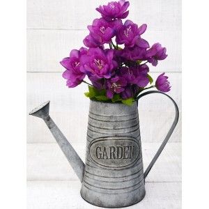 Planteur boîte Décorative Vintage Gris Métal pour Intérieur/Extérieur. D'origine sous la forme d'une Douche 35x22,5x15cm