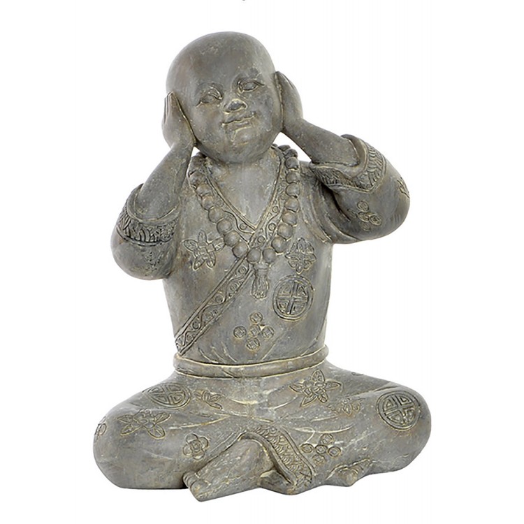 Decorative figure of a Monk, made of Resin with distressed finish. Design Buddhist, Zen style - Home and More