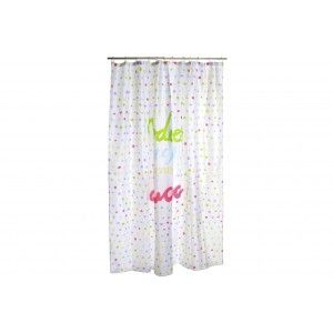 Curtain Bath/Shower with Dots multi-color, Original Design and Fun. With Phrase Cheerful "Everything is better" 180X200