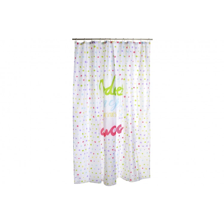 Tenda da Bagno/Doccia con Punti multi-colore, Design Originale e Divertente. Con una Frase Allegra "Tutto è meglio" 180X200