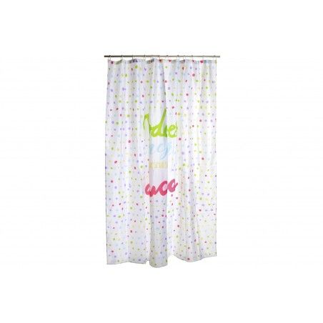Tenda da Bagno/Doccia con Punti multi-colore, Design Originale e Divertente. Con una Frase Allegra "Tutto è meglio" 180X200