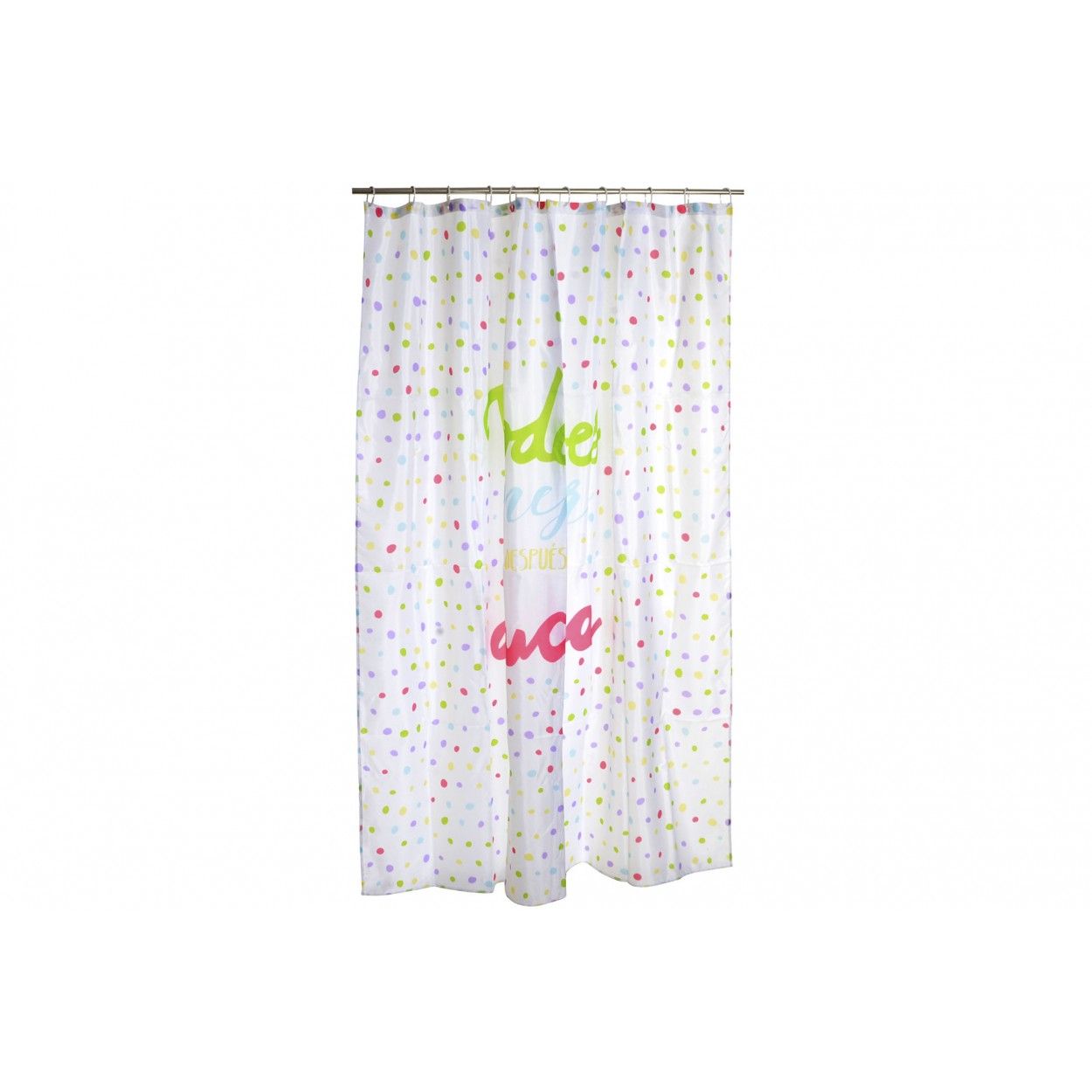 Tenda da Bagno/Doccia con Punti multi-colore, Design Originale e Divertente. Con una Frase Allegra "Tutto è meglio" 180X200