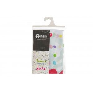 Rideau de salle de Bain/Douche avec des Points multi-couleur, Design Original et Amusant. Avec une Expression Joyeuse "Tout va