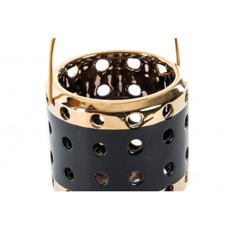 Candle holder Decoration Gold Porcelain/Metal. Original design of Holes 11,7X11 cm-Hogarymas-