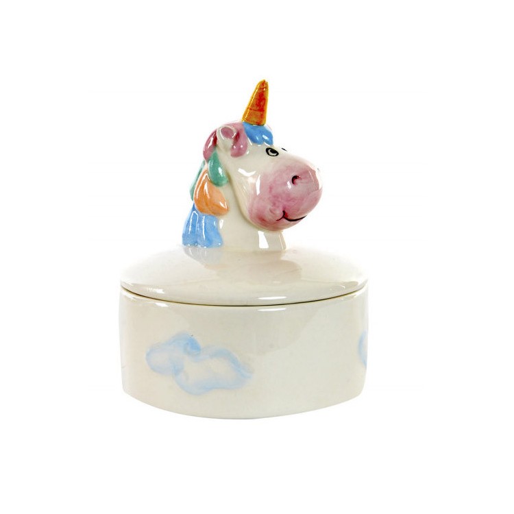 Joyero Unicornio Multicolor en Dolomite, Diseño Original/Alegre 10,5X10,5X13 cm.-Hogarymas-