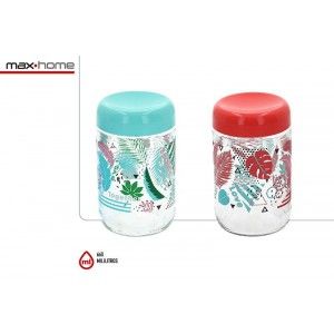 Tarro de Cristal para Conservas con Tapa, para la Cocina, Capacidad de 660ML. Diseño Original con estilo Tropical - Hogar y Más