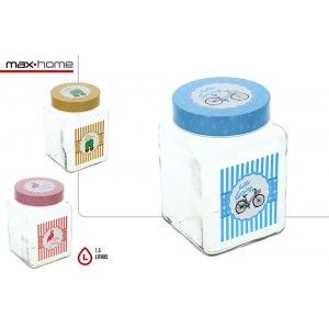 Glass jar Square, for Preserves, with Lid, for Cooking, for 1L. Original design, with Modern style - Home and More