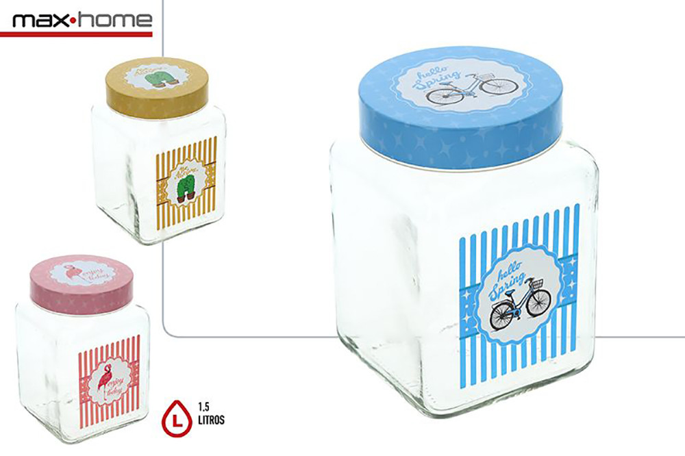 Glass jar Square, for Preserves, with Lid, for Cooking, for 1L. Original design, with Modern style - Home and More
