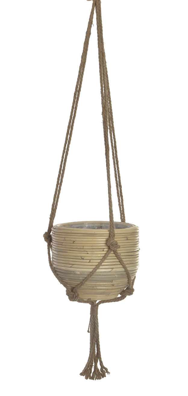 Planter Hanging Decorative Braided Wicker, for Indoor/Outdoor. Original design 27X27X20 cm