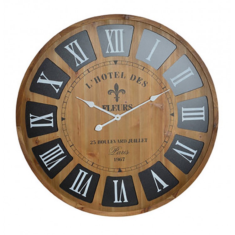 Reloj de pared en madera modelo París. Diseño Natural y elegante - Hogar y más