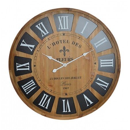 Reloj de pared en madera modelo París. Diseño Natural y elegante - Hogar y más