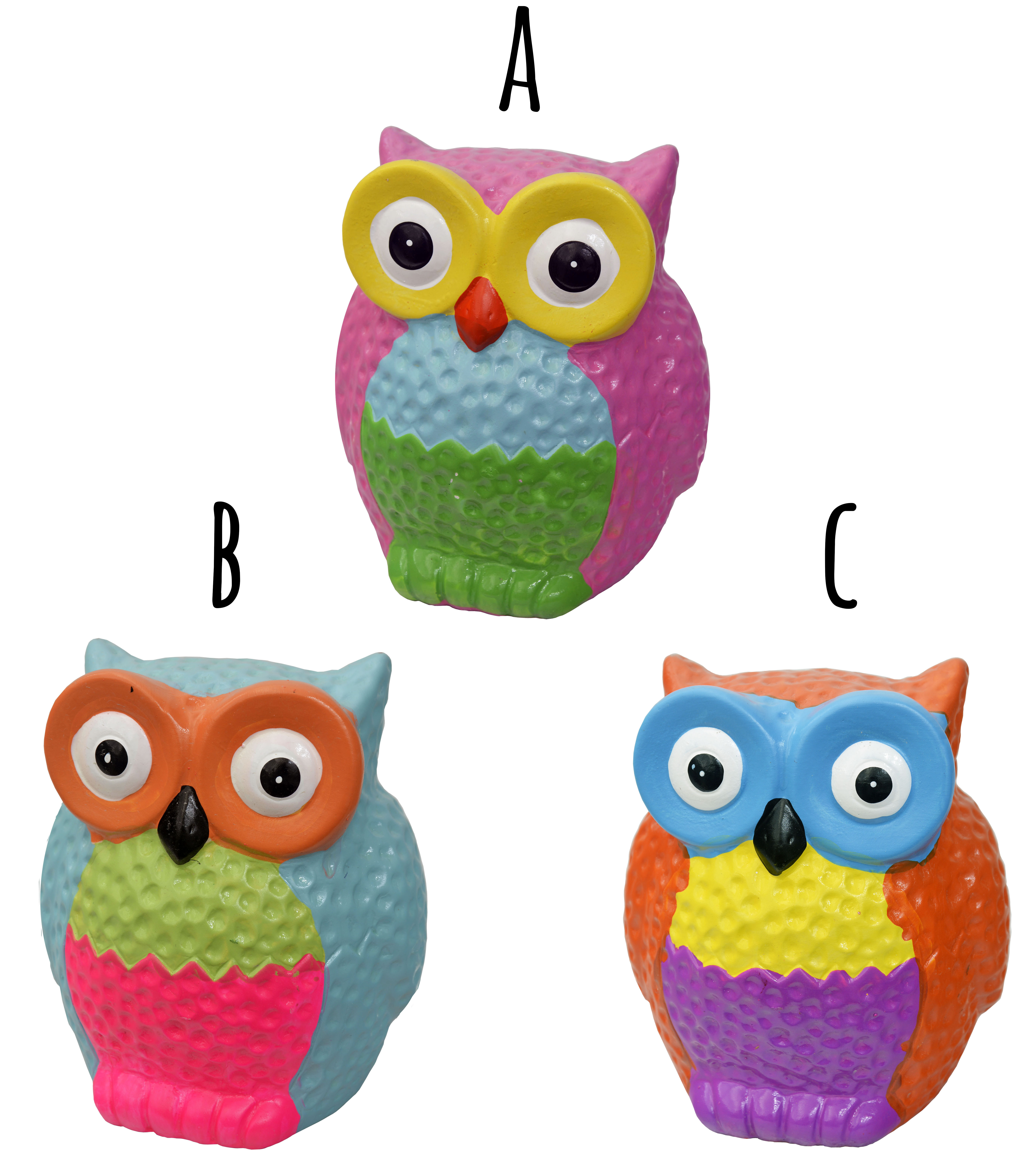 Salvadanaio Gufo per Bambini, Ceramiche, ci sono 3 Modelli tra cui scegliere. Design originale/Colorato 13x12,5x10 cm