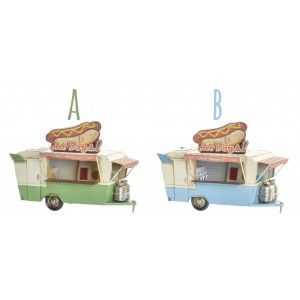 Camion di cibo "FoodTruck", Veicolo Decorativi in Metallo, 2 Modelli. Design Vintage/Realistico 28X13,5X20 cm
