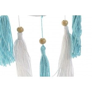 Dreamcatcher necklace, with Fringes and Beads, color White and Blue. Design of a Mandala, with Ethnic style/Boho - Home and More