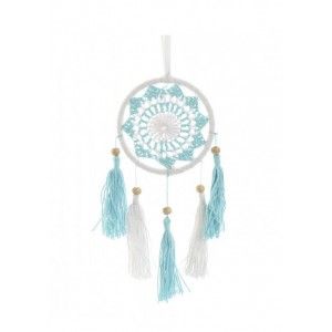 Dreamcatcher collana con Frange e Perline, colore Bianco e Blu. Progettazione di un Mandala, in stile Etnico/Boho - Casa e