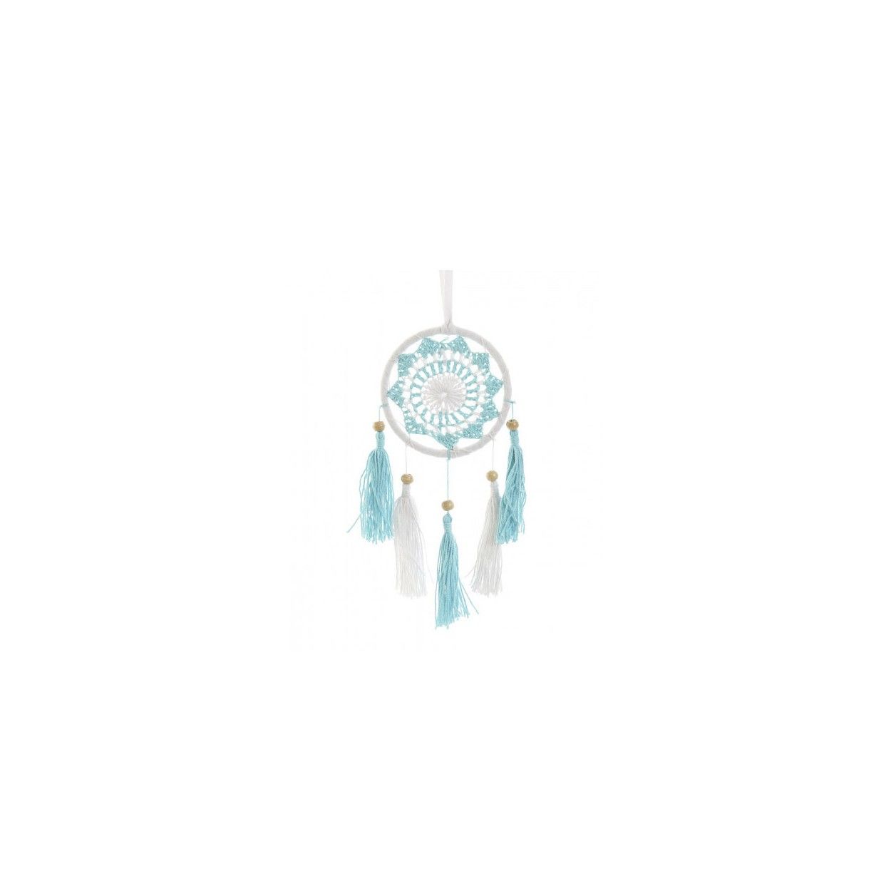 Dreamcatcher collana con Frange e Perline, colore Bianco e Blu. Progettazione di un Mandala, in stile Etnico/Boho - Casa e