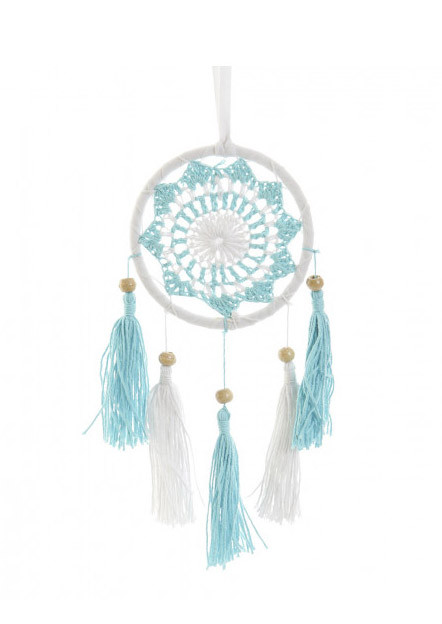 Dreamcatcher collana con Frange e Perline, colore Bianco e Blu. Progettazione di un Mandala, in stile Etnico/Boho - Casa e