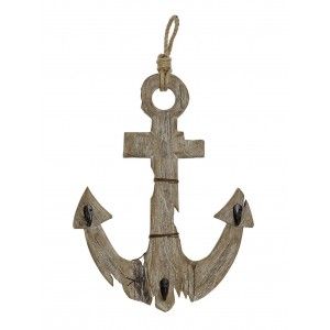 Appendiabiti Ancoraggio a Muro in Legno Decorativo, Arredamento Vintage. Marinaio Design Originale/39X7X63,4 cm