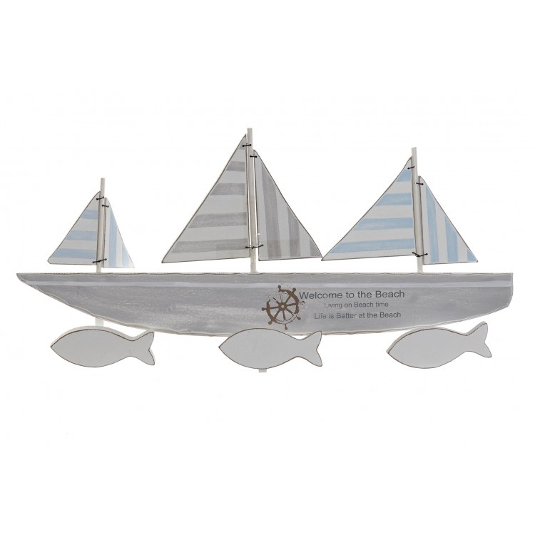 Appendiabiti a Parete in Legno Vintage, Arredamento Marinaro. Progettazione di barche a Vela/Bambino 59X5X31,5 cm