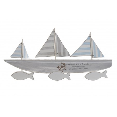 Appendiabiti a Parete in Legno Vintage, Arredamento Marinaro. Progettazione di barche a Vela/Bambino 59X5X31,5 cm