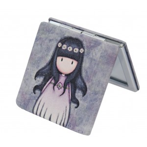 Espejo de Mano/Bolso, Portátil y Plegable. 2X 1X Doble Aumento. Diseño Gorjuss 6x6x1 cm