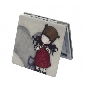 Espejo de Mano/Bolso, Portátil y Plegable. 2X 1X Doble Aumento. Diseño Gorjuss 6x6x1 cm