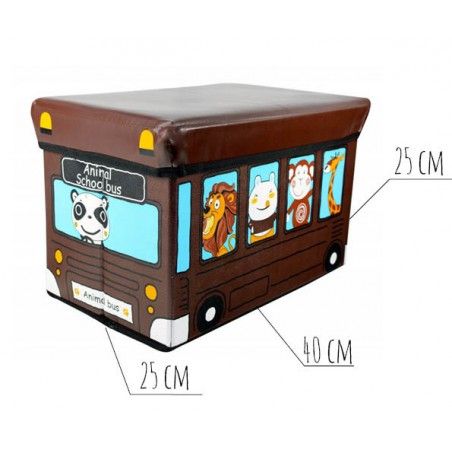 Puff/Bunker foldable children's storage - Model bus brown (40x25x25 cm).-Hogarymas-