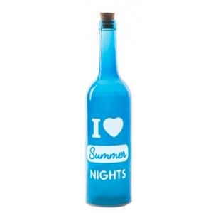 Botella Azul y Blanca de Cristal con Cinco Leds  Hogar y Más 