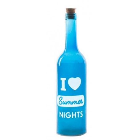 Bottle Blue and White Glass with Five Led Summer Four Models, Home and More 