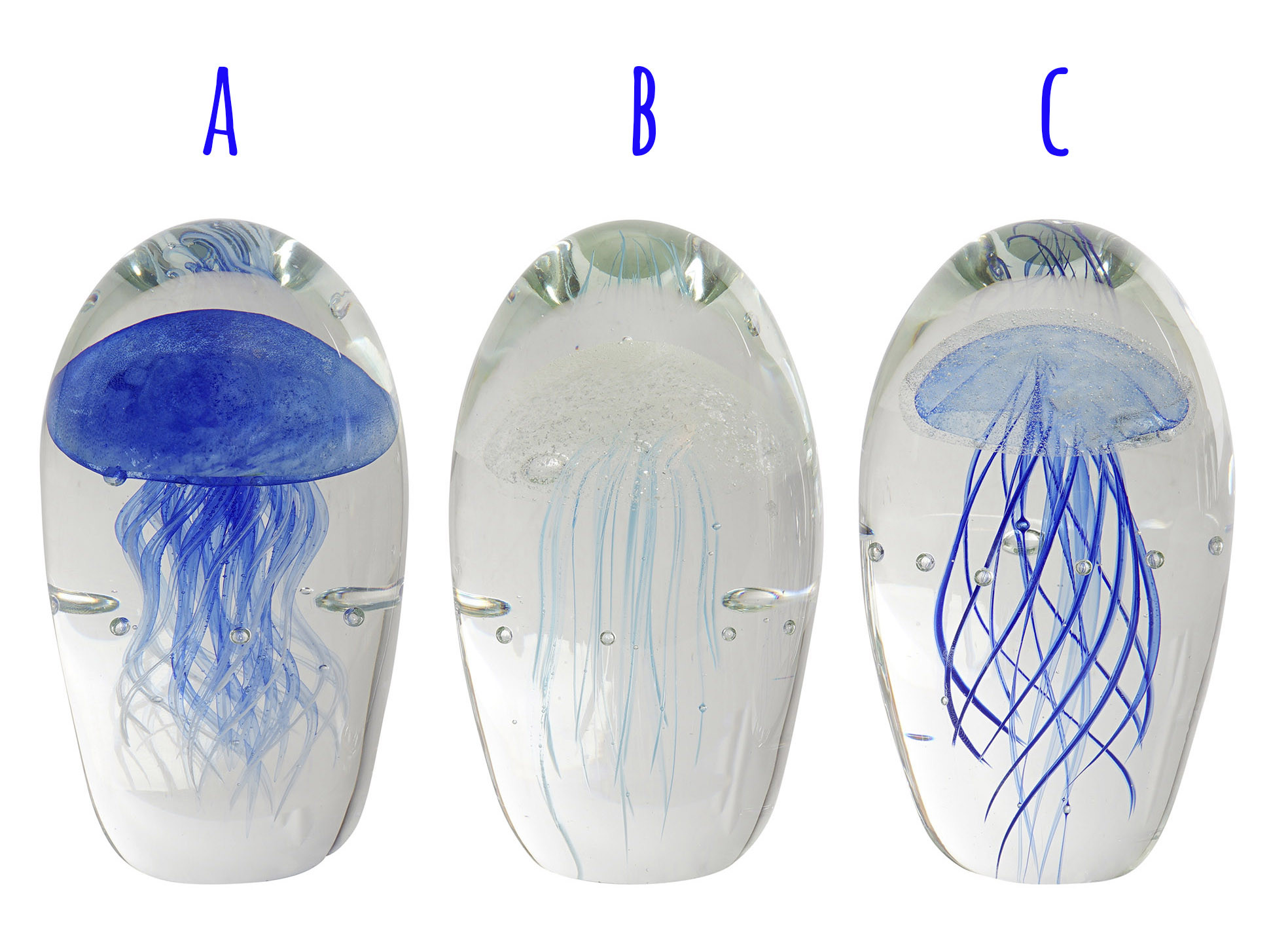 Fermacarte in Vetro, Design di Medusa con Stile Marino. 3 Originali Modelli per scegliere da 7,5X14,5 cm