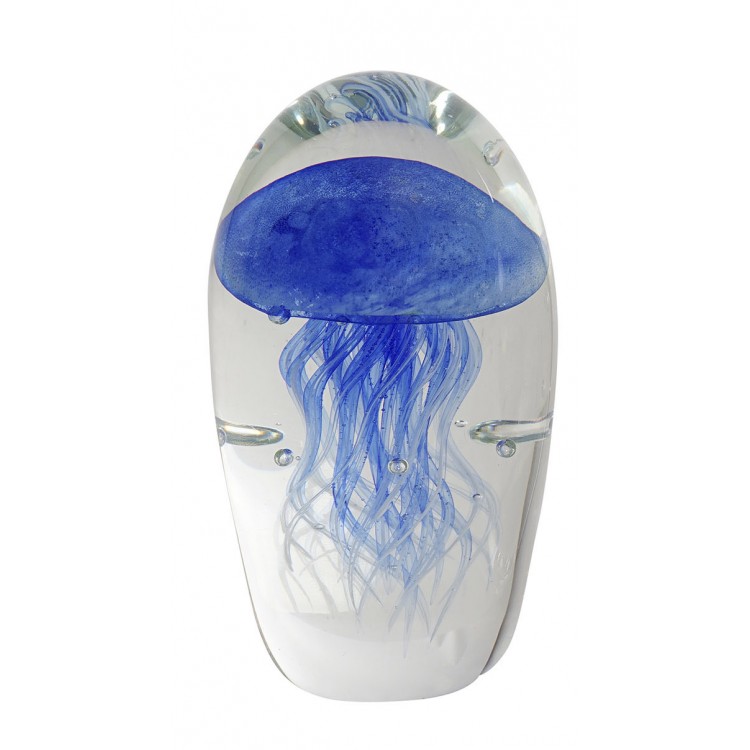 Paperweight Glass, Design of Jellyfish with Marine Style. 3 Original Models to choose from 7,5X14,5 cm