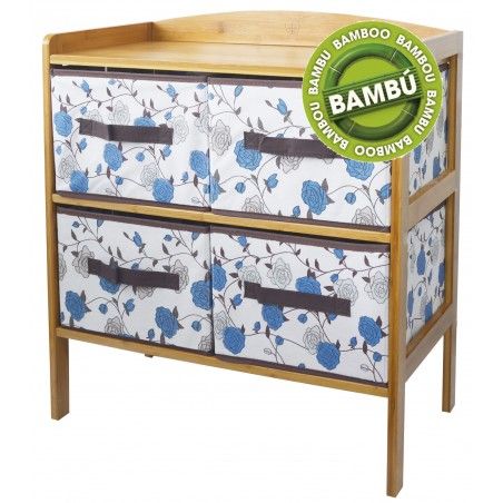 Mobile con cassetti. Realizzato in Bambù naturale 4 cassetti-Floreale (32x63x59cm) 
