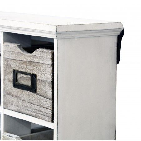 Cassetto Rack unità a Parete Naturale, in Legno Policromo, 4 ganci appendiabiti, e 12 cassetti. Ideale per Ricevitore