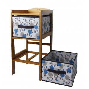 Poitrine de tiroirs en Bambou 2 tiroirs Floral (65 ans.5x30.7x32 cm) 